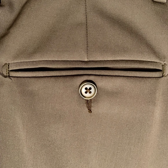 Riviera Armando Pant 32R - Olive Flat Front Silky Trousers - Picture 7 of 12